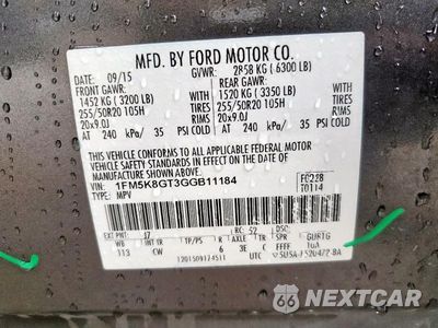 Zdjęcie 14 z 14 samochodu: 2016 FORD EXPLORER SPORT VIN:1FM5K8GT3GGB11184 - miniatura