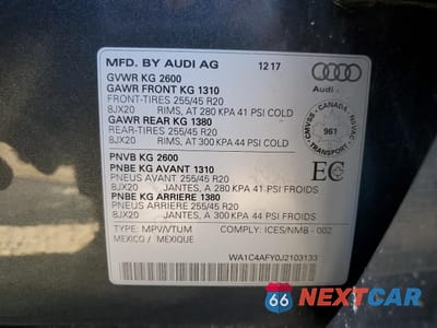 Zdjęcie 13 z 13 samochodu: 2018 AUDI SQ5 PRESTIGE VIN:WA1C4AFY0J2103133 - miniatura