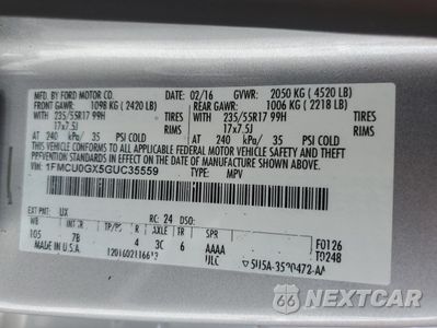 Zdjęcie 14 z 14 samochodu: 2016 FORD ESCAPE SE VIN:1FMCU0GX5GUC35559 - miniatura