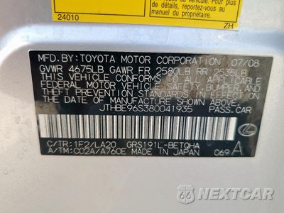 Zdjęcie 12 z 12 samochodu: 2008 LEXUS GS 350 VIN:JTHBE96S380041935 - miniatura