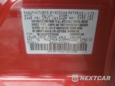 Zdjęcie 12 z 14 samochodu: 2014 NISSAN SENTRA S VIN:3N1AB7AP6EY264598 - miniatura