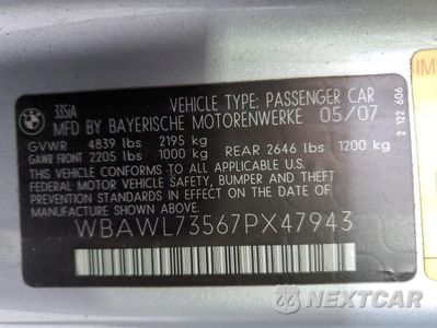 Zdjęcie 12 z 12 samochodu: 2007 BMW 335 I VIN:WBAWL73567PX47943 - miniatura