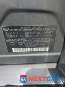 Zdjęcie 12 z 13 samochodu: 2013 HYUNDAI SONATA GLS VIN:5NPEB4AC1DH510074 - miniatura