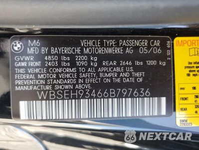 Zdjęcie 13 z 13 samochodu: 2006 BMW M6 VIN:WBSEH93466B797636 - miniatura