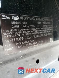 Zdjęcie 12 z 13 samochodu: 2019 JAGUAR XE VIN:SAJAR4FX5KCP49272 - miniatura