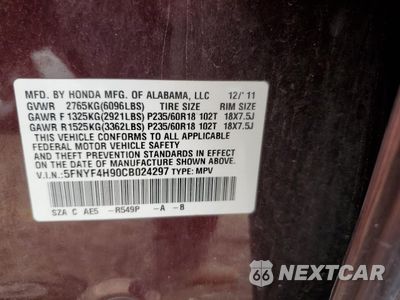 Zdjęcie 13 z 13 samochodu: 2012 HONDA PILOT TOURING VIN:5FNYF4H90CB024297 - miniatura