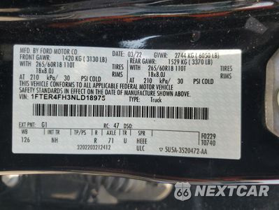 Zdjęcie 12 z 12 samochodu: 2022 FORD RANGER XL VIN:1FTER4FH3NLD18975 - miniatura