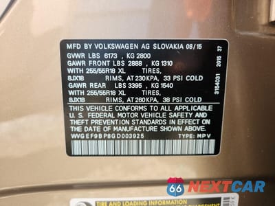 Zdjęcie 14 z 14 samochodu: 2016 VOLKSWAGEN TOUAREG SPORT VIN:WVGEF9BP8GD003925 - miniatura
