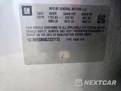 Zdjęcie 13 z 13 samochodu: 2016 CHEVROLET CRUZE LT VIN:1G1BE5SM4G7237172 - miniatura