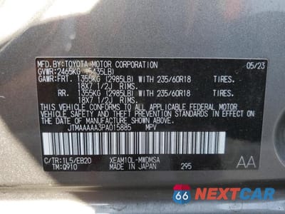 Zdjęcie 12 z 12 samochodu: 2023 TOYOTA BZ4X XLE VIN:JTMAAAAA3PA015885 - miniatura