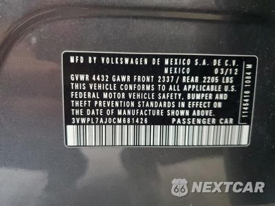 Zdjęcie 12 z 14 samochodu: 2012 VOLKSWAGEN JETTA TDI VIN:3VWPL7AJ0CM681426 - miniatura