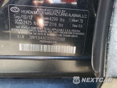 Zdjęcie 12 z 12 samochodu: 2013 HYUNDAI SONATA GLS VIN:5NPEB4AC0DH600588 - miniatura