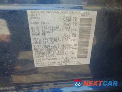 Zdjęcie 14 z 14 samochodu: 2022 NISSAN MURANO S VIN:5N1AZ2AS6NC128136 - miniatura