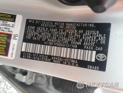 Zdjęcie 12 z 12 samochodu: 2012 TOYOTA CAMRY LE VIN:4T1BF1FK6CU131108 - miniatura