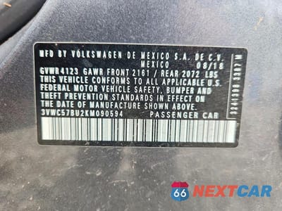 Zdjęcie 12 z 12 samochodu: 2019 VOLKSWAGEN JETTA S VIN:3VWC57BU2KM090594 - miniatura