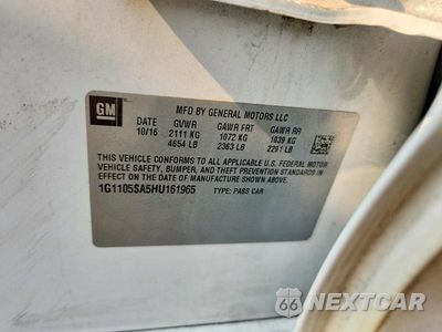 Zdjęcie 12 z 12 samochodu: 2017 CHEVROLET IMPALA LT VIN:1G1105SA5HU161965 - miniatura
