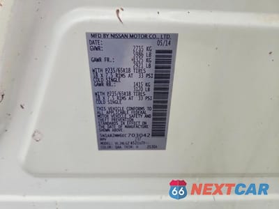 Zdjęcie 13 z 13 samochodu: 2014 NISSAN PATHFINDER SL VIN:5N1AR2MM6EC703042 - miniatura