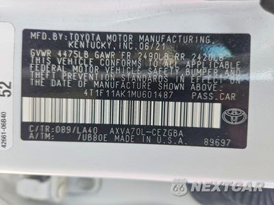 Zdjęcie 13 z 13 samochodu: 2021 TOYOTA CAMRY XLE VIN:4T1F11AK1MU601487 - miniatura