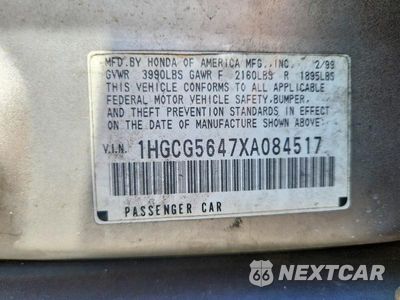 Zdjęcie 12 z 12 samochodu: 1999 HONDA ACCORD LX VIN:1HGCG5647XA084517 - miniatura