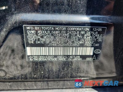 Zdjęcie 13 z 13 samochodu: 2006 LEXUS IS 350 VIN:JTHBE262X65003853 - miniatura