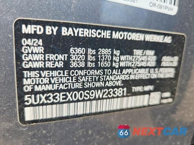Zdjęcie 12 z 12 samochodu: 2025 BMW X6 XDRIVE40I VIN:5UX33EX00S9W23381 - miniatura