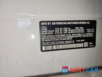 Zdjęcie 14 z 14 samochodu: 2022 BMW X7 VIN:5UXCX6C02N9J96015 - miniatura