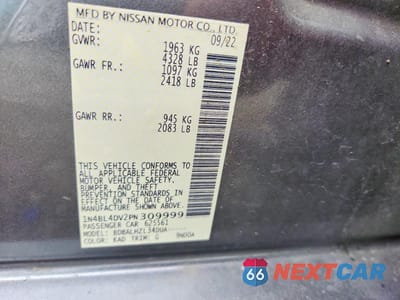 Zdjęcie 12 z 12 samochodu: 2023 NISSAN ALTIMA SV VIN:1N4BL4DV2PN309999 - miniatura
