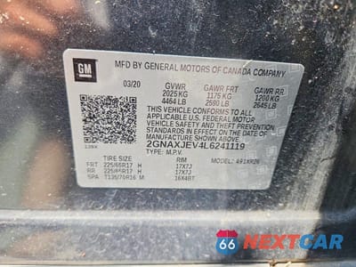 Zdjęcie 12 z 12 samochodu: 2020 CHEVROLET EQUINOX LT VIN:2GNAXJEV4L6241119 - miniatura