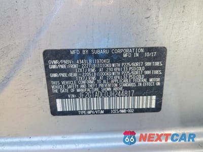 Zdjęcie 13 z 13 samochodu: 2018 SUBARU CROSSTREK PREMIUM VIN:JF2GTADC0JH244817 - miniatura