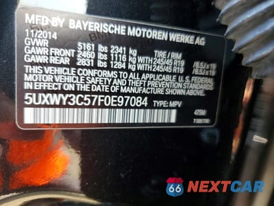 Zdjęcie 13 z 13 samochodu: 2015 BMW X3 XDRIVE28D VIN:5UXWY3C57F0E97084 - miniatura