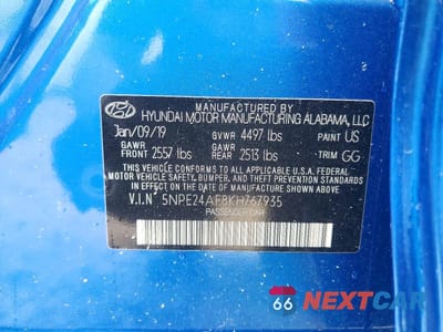 Zdjęcie 12 z 12 samochodu: 2019 HYUNDAI SONATA SE VIN:5NPE24AF8KH767935 - miniatura