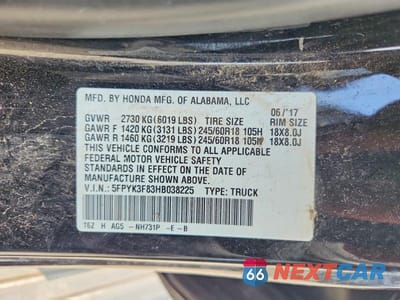 Zdjęcie 13 z 13 samochodu: 2017 HONDA RIDGELINE BLACK EDITION VIN:5FPYK3F83HB038225 - miniatura