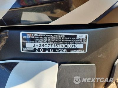 Zdjęcie 9 z 9 samochodu: 2026 HONDA CBR1000 RR VIN:JH2SC7715TK900318 - miniatura