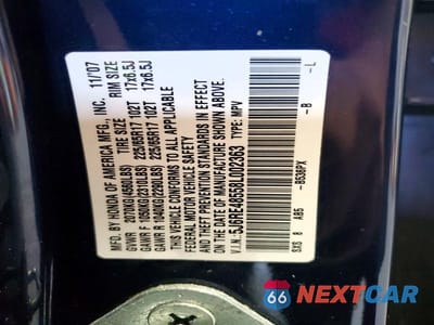 Zdjęcie 13 z 13 samochodu: 2008 HONDA CRV VIN:5J6RE48558L002363 - miniatura