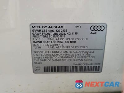 Zdjęcie 14 z 14 samochodu: 2017 AUDI Q3 PREMIUM VIN:WA1BCCFS9HR015527 - miniatura