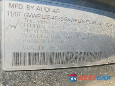 Zdjęcie 12 z 12 samochodu: 2008 AUDI A4 2.0T QUATTRO VIN:WAUDF78E18A118442 - miniatura