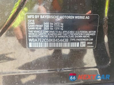 Zdjęcie 12 z 12 samochodu: 2019 BMW 740 I VIN:WBA7E2C58KB454438 - miniatura