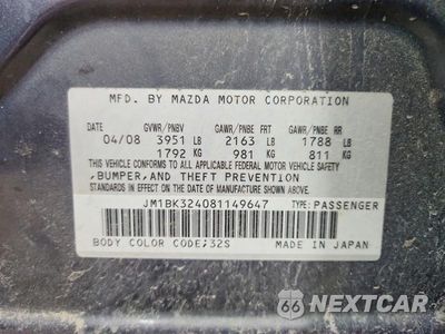 Zdjęcie 13 z 13 samochodu: 2008 MAZDA 3 S VIN:JM1BK324081149647 - miniatura