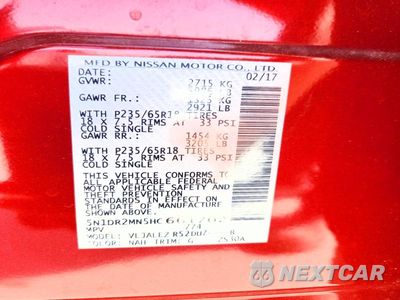 Zdjęcie 14 z 14 samochodu: 2017 NISSAN PATHFINDER SV VIN:5N1DR2MN5HC661702 - miniatura