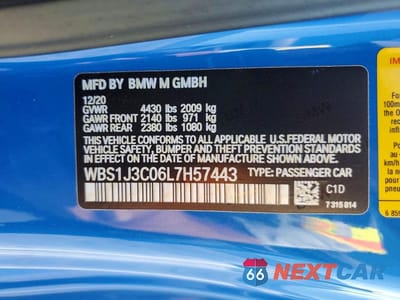Zdjęcie 12 z 12 samochodu: 2020 BMW M2 CS VIN:WBS1J3C06L7H57443 - miniatura