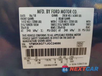 Zdjęcie 13 z 13 samochodu: 2018 FORD EXPLORER SPORT VIN:1FM5K8GT1JGC24686 - miniatura