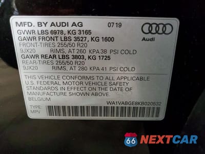 Zdjęcie 13 z 13 samochodu: 2019 AUDI E-TRON PRESTIGE VIN:WA1VABGE8KB020532 - miniatura