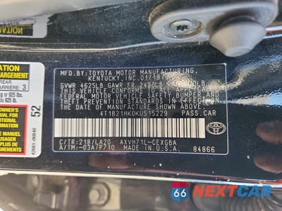 Zdjęcie 12 z 12 samochodu: 2019 TOYOTA CAMRY HYBRID XLE VIN:4T1B21HK0KU515229 - miniatura