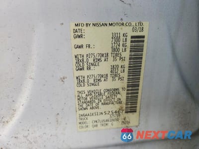 Zdjęcie 12 z 12 samochodu: 2018 NISSAN TITAN PRO-4X VIN:1N6AA1E51JN525467 - miniatura