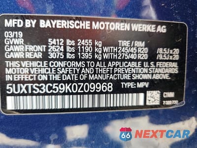 Zdjęcie 13 z 13 samochodu: 2019 BMW X3 XDRIVEM40I VIN:5UXTS3C59K0Z09968 - miniatura