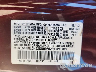 Zdjęcie 25 z 26 samochodu: 2013 HONDA ODYSSEY EXL VIN:5FNRL5H62DB008029 - miniatura