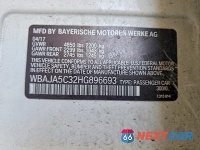 Zdjęcie 12 z 12 samochodu: 2017 BMW 530 I VIN:WBAJA5C32HG896693 - miniatura