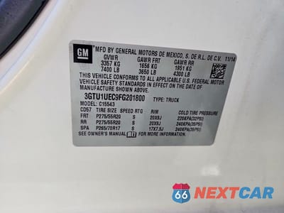 Zdjęcie 12 z 12 samochodu: 2015 GMC SIERRA C1500 SLE VIN:3GTU1UEC9FG201800 - miniatura