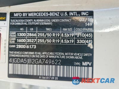 Zdjęcie 12 z 12 samochodu: 2016 MERCEDES-BENZ GLE 350 VIN:4JGDA5JB2GA749622 - miniatura