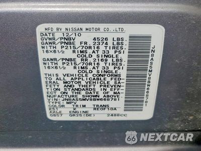 Zdjęcie 13 z 13 samochodu: 2011 NISSAN ROGUE S/SV/KROM VIN:JN8AS5MV8BW668781 - miniatura